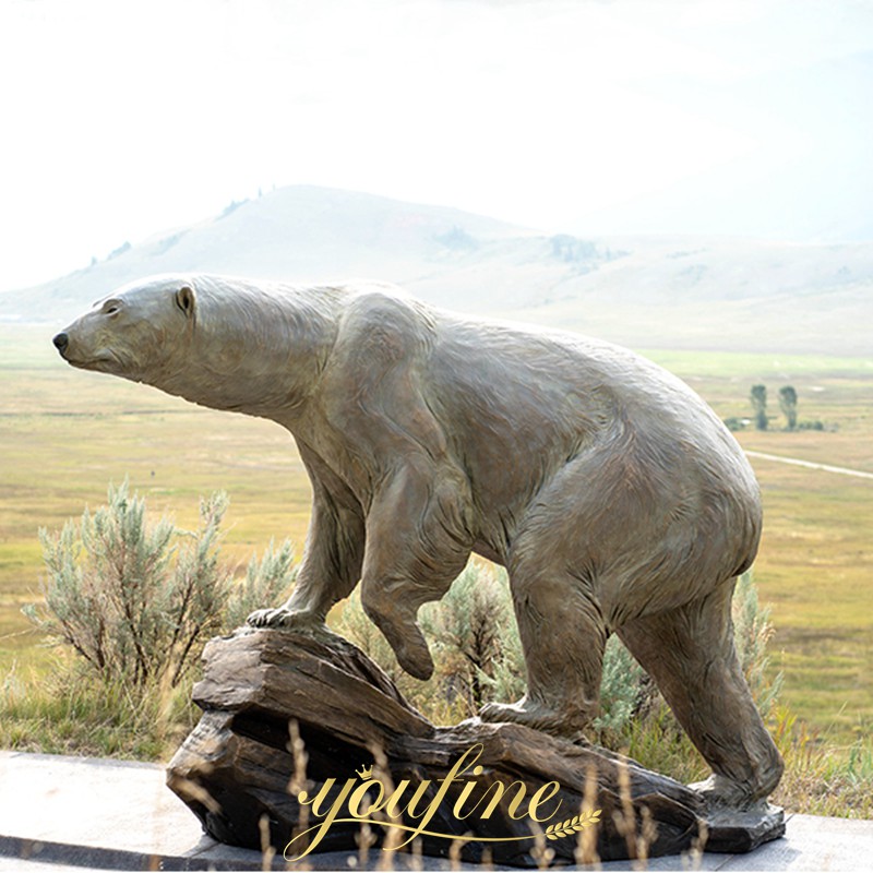 Large Bronze Polar Bear Statue